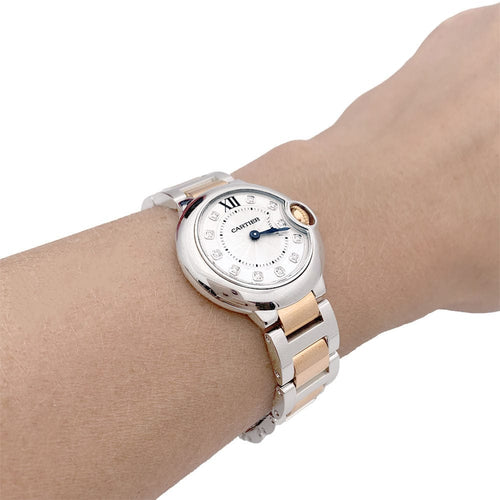 Montre Montre Cartier, "Ballon Bleu de Cartier", acier, or rose, diamants. 58 Facettes 33435