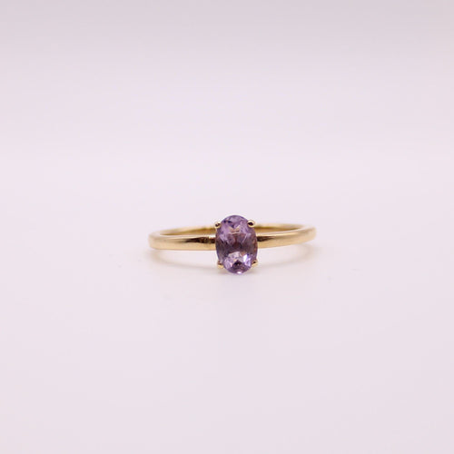 Bague Bague solitaire or jaune améthyste ovale 58 Facettes