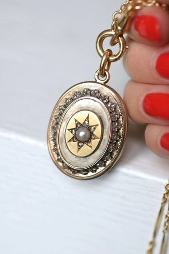 Pendentif Médaillon ancien or, argent, et diamants 58 Facettes
