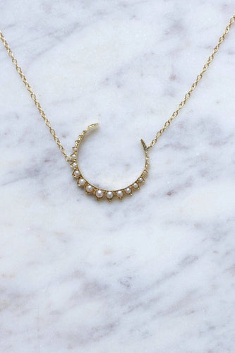 Collier Collier Croissant de lune ancien or et perles 58 Facettes