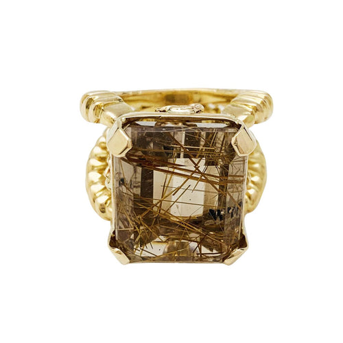 Bague 53 Bague en or jaune et quartz cheveux d'ange. 58 Facettes 30706