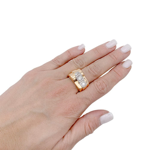 Bague 58 Bague Tank en or rose, platine, diamants. 58 Facettes 32287
