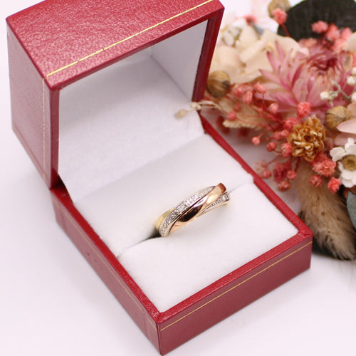 Bague Alliance effet trois ors et diamants 58 Facettes