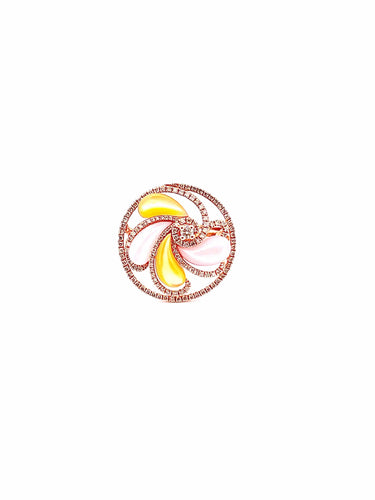 Bague Parure or rose Pierres de lune Diamants 58 Facettes