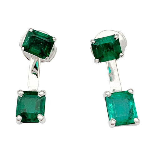 Boucles d'oreilles Boucles d'oreilles or blanc émeraudes. 58 Facettes 32093
