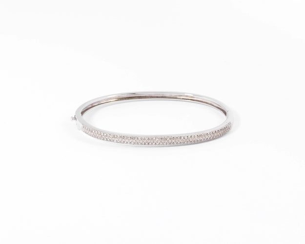Bracelet Bracelet or gris rigide ouvrant en diamant 58 Facettes