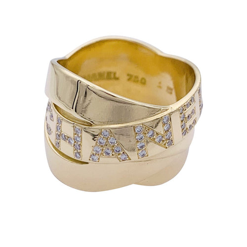 Bague 50 Bague Chanel, "Bolduc Signature", or jaune, diamants. 58 Facettes 32782