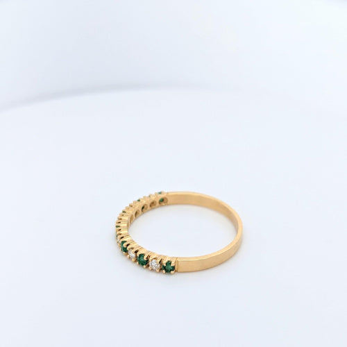 Bague Alliance en or jaune diamants et émeraudes 58 Facettes 25036