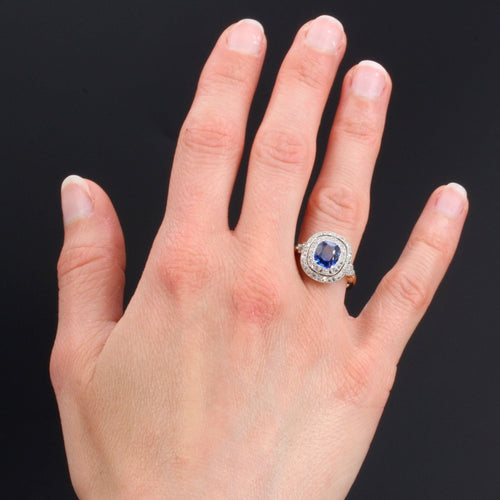 Bague 53 Bague saphir et diamants double rang ancienne 58 Facettes 21-151-53