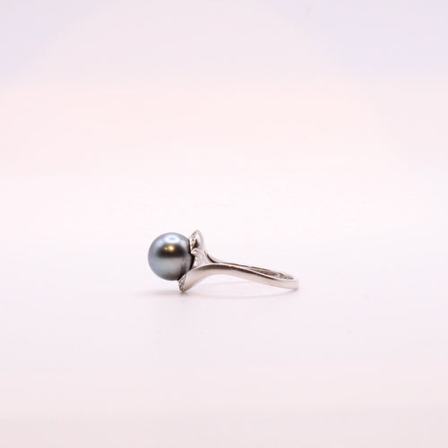 Bague Bague or blanc perle de Tahiti et diamants 58 Facettes