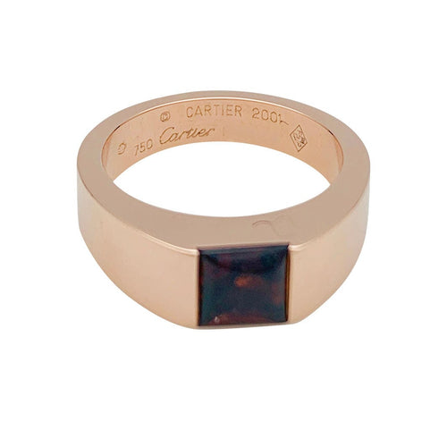 Bague 51 Bague Cartier, "Tank", or rose, grenat. 58 Facettes 31056