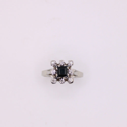 Bague Bague Marguerite or blanc saphir et diamants 58 Facettes