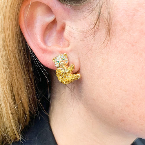Boucles d'oreilles Boucles d'oreilles Van Cleef & Arpels, "Oursons", or jaune, diamants et saphirs. 58 Facettes 31391