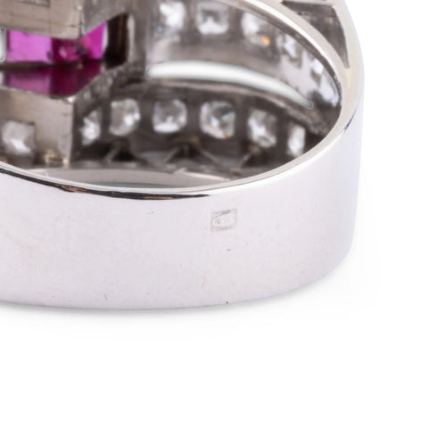 Bague Bague Tank Platine Diamant Rubis 58 Facettes 1