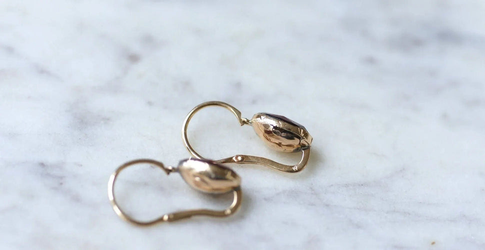 Boucles d'oreilles Dormeuses gouttes de grenat or rose 58 Facettes