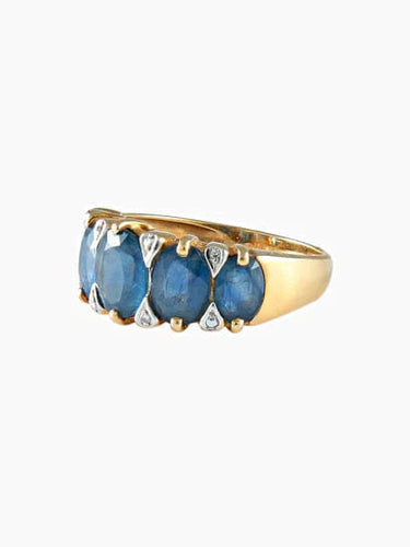Bague deux ors Diamants Saphirs ovales 58 Facettes