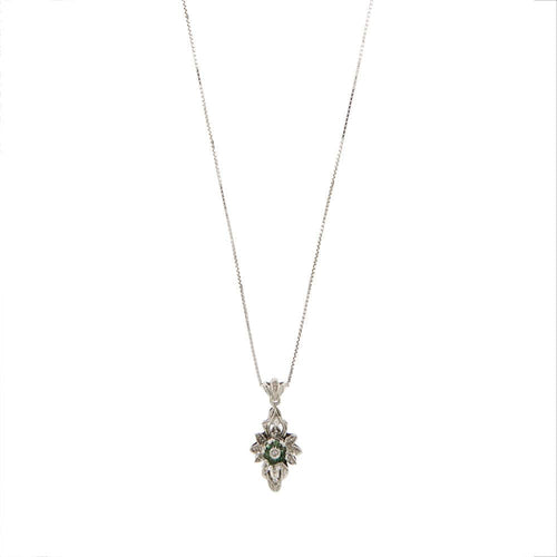 Collier Collier pendentif croix émeraude diamants 58 Facettes 31757