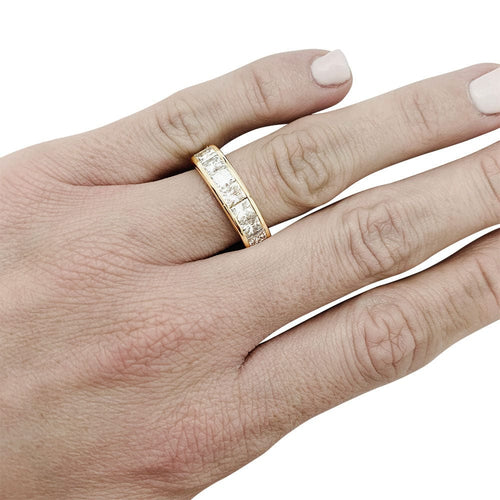 Bague 53 Bague O.J.Perrin or jaune, diamants princesses. 58 Facettes 30859