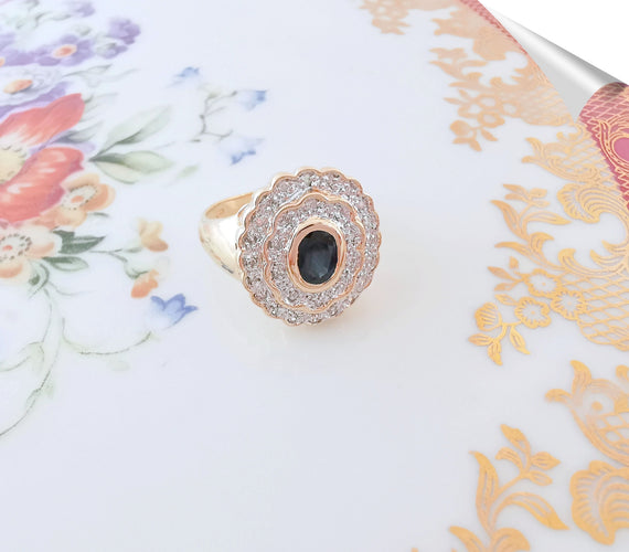 Bague 54.5 Bague Saphir Diamants Or Deux Tons 58 Facettes AA 1520