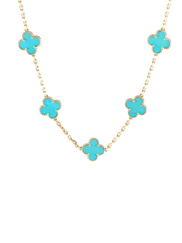 Collier Van Cleef & Arpels - Collier Alhambra en or jaune et turquoise 58 Facettes