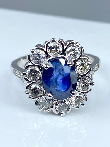 Bague 52 Bague marguerite Saphir Diamants 58 Facettes AB201