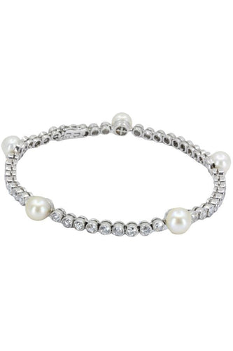 Bracelet BRACELET LIGNE ART-DÉCO PERLES ET DIAMANTS 58 Facettes 046431