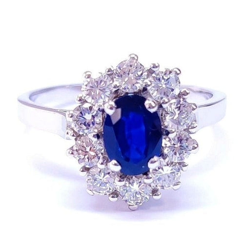 Bague 56 Bague Marguerite Or blanc saphir et diamants 58 Facettes FA/9
