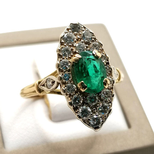 Bague Bague Marquise émeraude et diamants 58 Facettes 2061