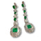 Boucles d'oreilles Boucles d'oreilles en platine de style Art Déco avec diamants et émeraude 58 Facettes Q725A