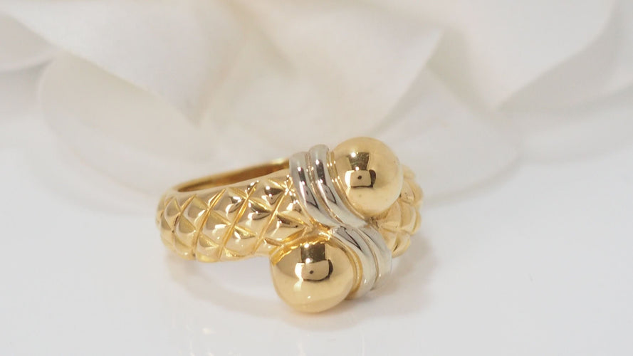 Bague 53 Bague Toi & Moi en Or Jaune & Blanc 58 Facettes 13665