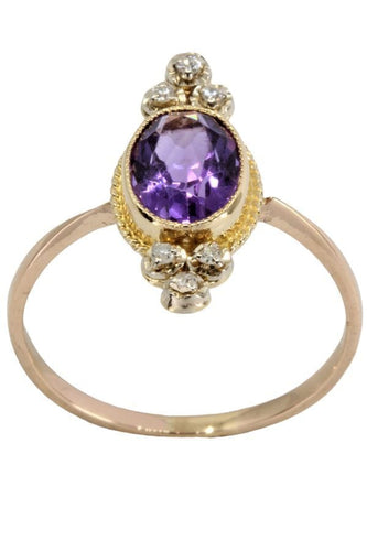 Bague BAGUE ANCIENNE AMÉTHYSTE ET DIAMANTS 58 Facettes 048771