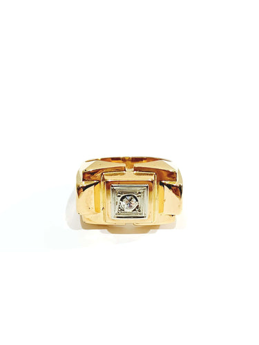 Bague 52 Bague Tank Or et Diamant 58 Facettes