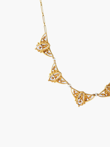 Collier COLLIER ANCIEN OR ET PERLES FINES 58 Facettes BO/120063