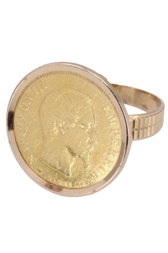 Bague 55 Bague pièce 10 francs Or Napoléon III 58 Facettes 077071