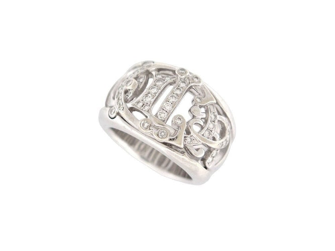 Bague 57 bague CHRISTIAN DIOR logo sertie de 50 diamants or blanc 18k 58 Facettes 253442