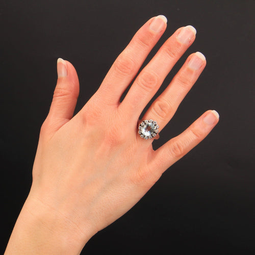 Bague 53 Bague ancienne aigue-marine et diamants 58 Facettes 21-830