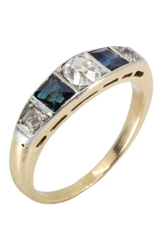 Bague BAGUE ART-DÉCO SAPHIRS ET DIAMANTS 58 Facettes 056271