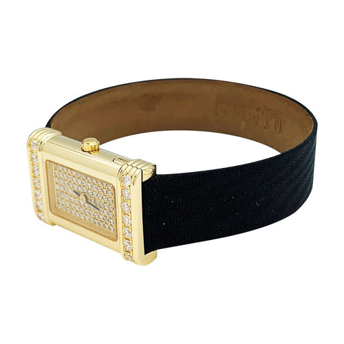 Montre Montre OJ Perrin or jaune et diamants, bracelet cuir. 58 Facettes 30665