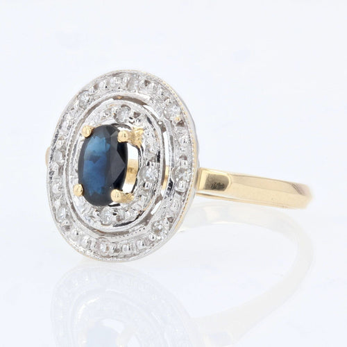 Bague 54 Bague ovale saphir diamants 58 Facettes 22-208