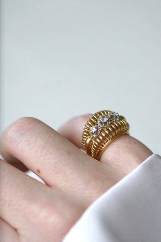 Bague Bague fil vintage or rose diamants 58 Facettes