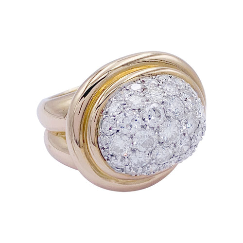 Bague 55 Bague vintage or rose, platine et diamants. 58 Facettes 31998