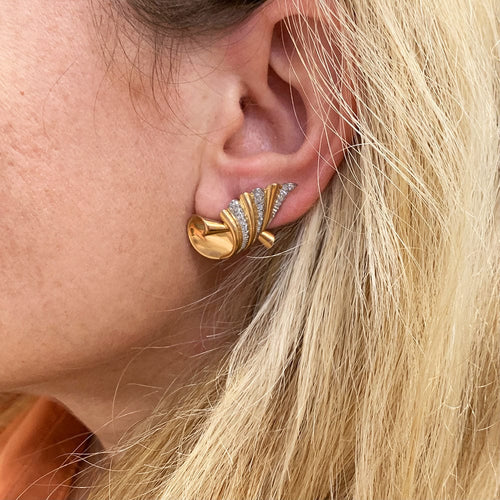 Boucles d'oreilles Boucles d'oreilles volutes or rose et platine. 58 Facettes 30918