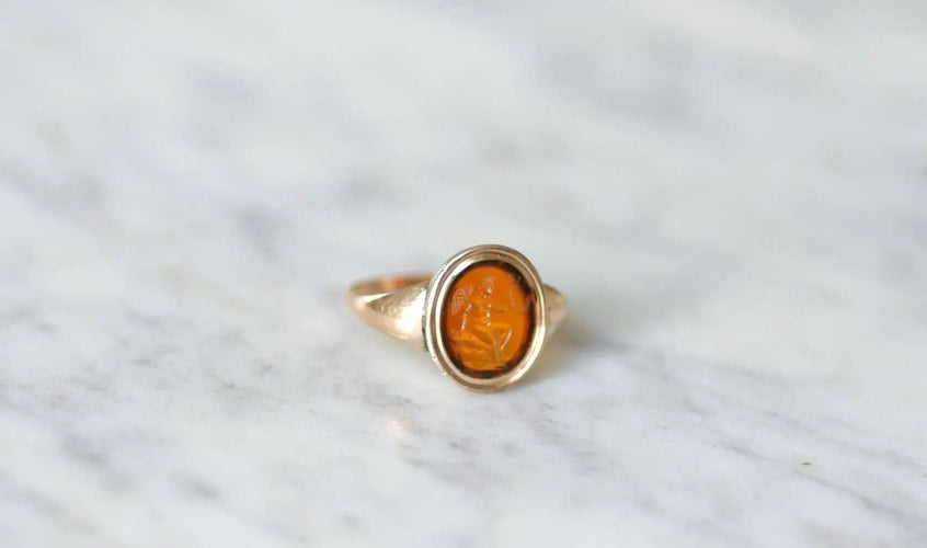 Bague Bague intaille Cupidon cornaline 58 Facettes