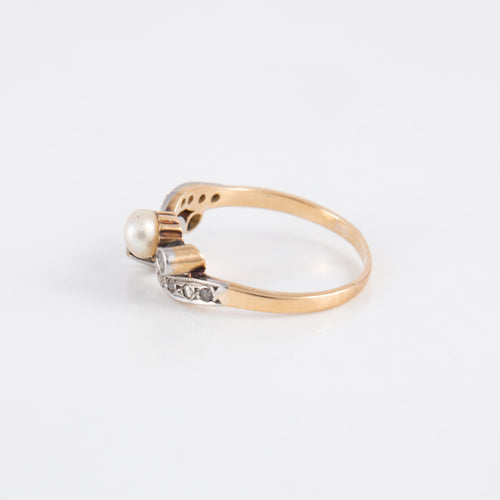 Bague 56 Bague or jaune Toi & Moi perle diamants 58 Facettes