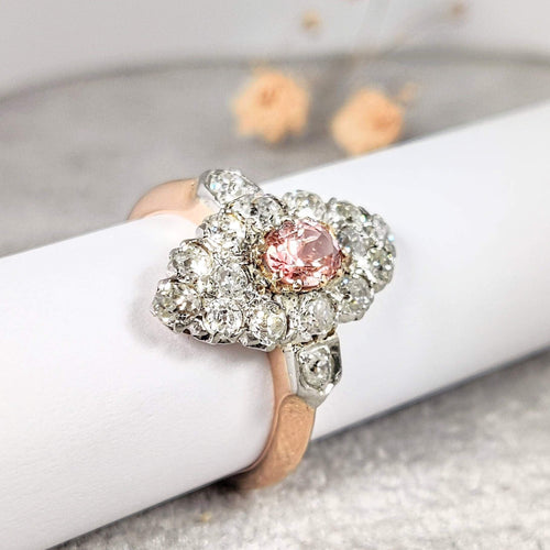 Bague Bague Marquise en or rose diamants et tourmaline 58 Facettes 15062