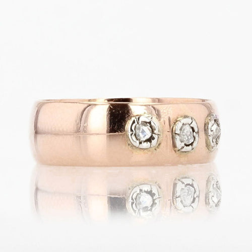 Bague 47 Bague jonc ancienne or rose diamants 58 Facettes 18-018A