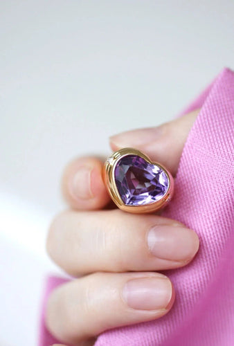 Bague Bague boule coeur améthyste et diamants 58 Facettes