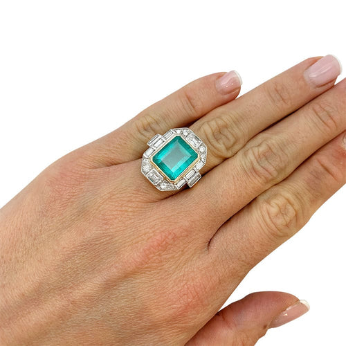 Bague 55 Bague deux ors émeraude et diamants. 58 Facettes 30866
