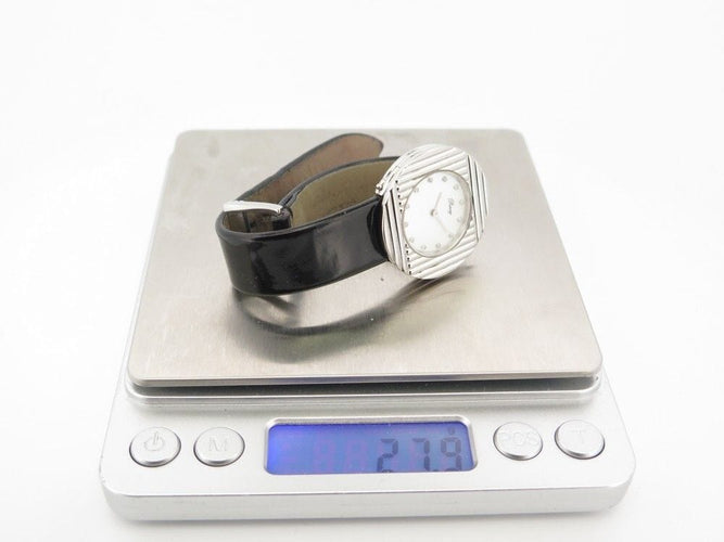 Montre montre POIRAY ma premiere ronde 30 mm en acier palladie diamants quartz 58 Facettes 252681