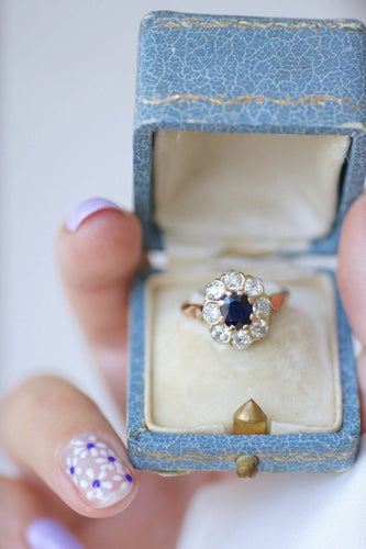 Bague Bague marguerite saphir entourage diamants 58 Facettes